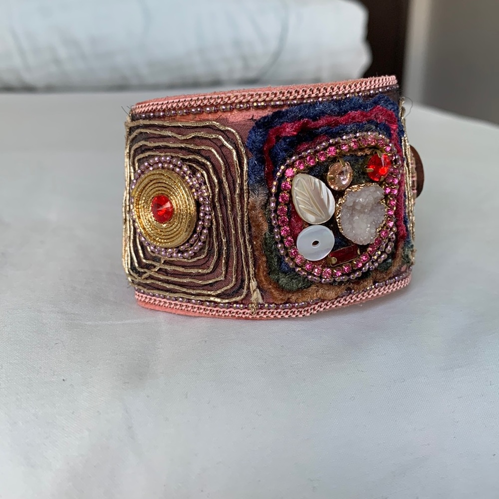 Boho Bracelet with colorful beads and lace